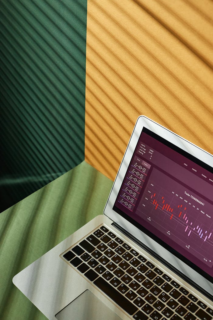 services-01 A close-up of a laptop displaying data visualization on a colorful background.